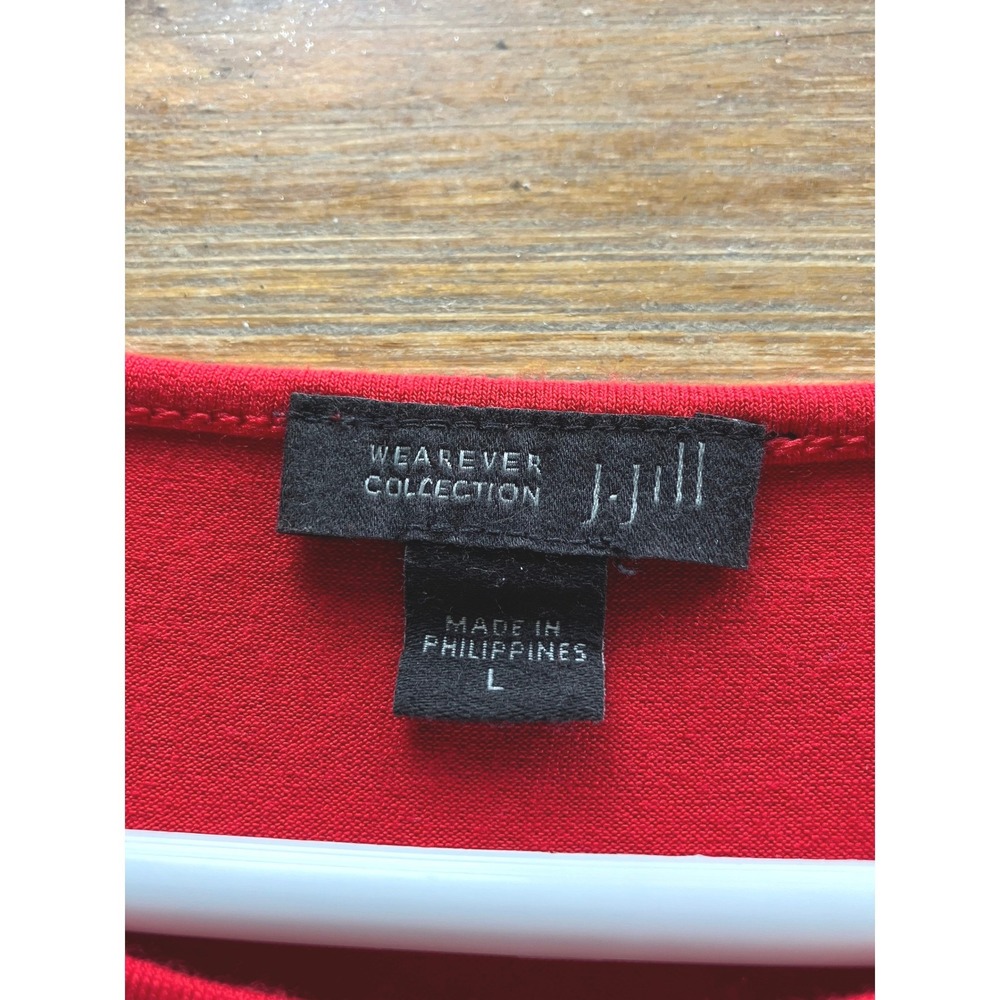 J. Jill Wearever 3/4 Sleeve Pullover Shift Dress Red Women's Large Casual Preppy - Picture 3 of 5